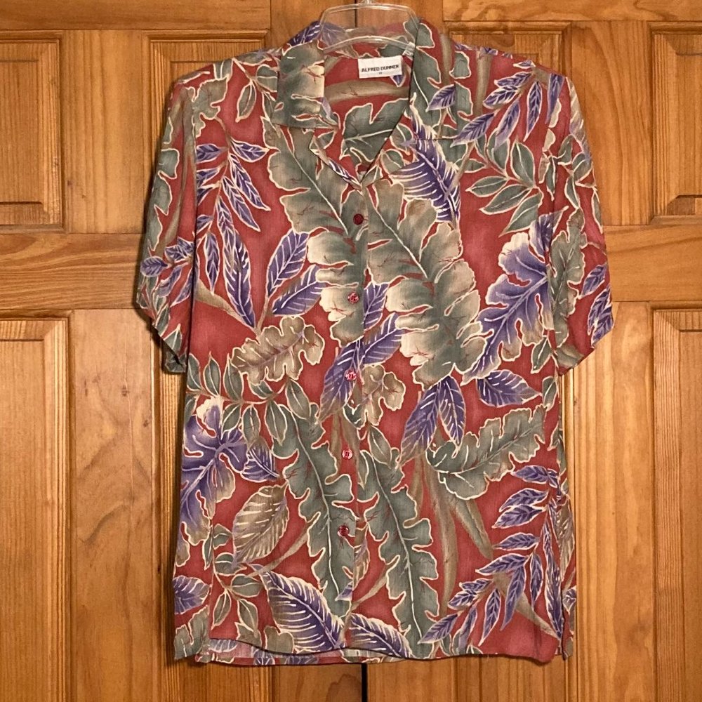 NWOT Alfred Dunner Vintage 80s 90s Top Short Sleeve Blouse Green Red Size 12